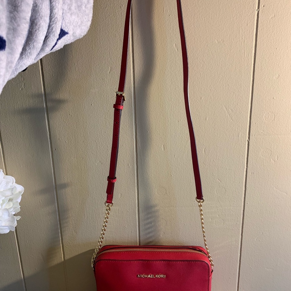 Michael Kors Red Leather Crossbody Bag - Picture 5 of 5